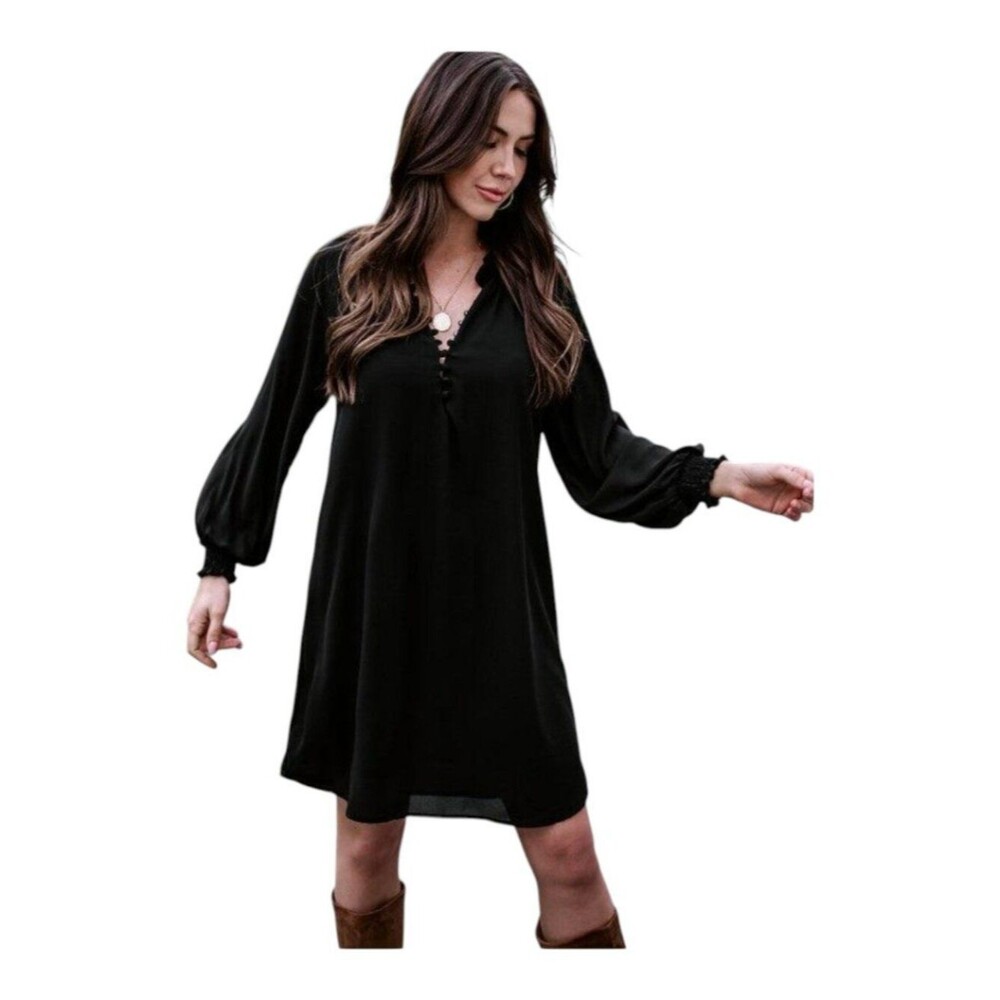 Veronica M Onyx Button L/S Dress NWT